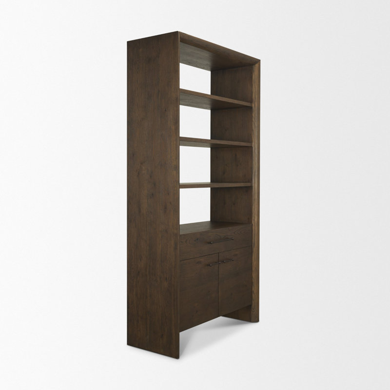 Belford 2-Door Open Dark Brown Oak Wood Shelving Unit, Dark Brown