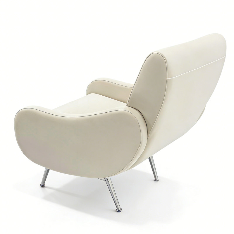 Ensemble de 2 fauteuils d'appoint rembourrés de style moderne Mid-Century de 28 po avec pieds en métal doré et argent et accoudoirs courbés pour salon, chambre à coucher et meuble-lavabo Aitana