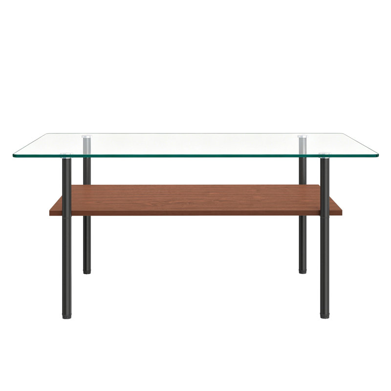 Table basse moderne en verre pour le salon, Transparent / noir