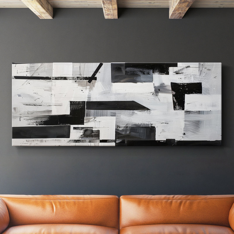 Série abstraite-Lxxxiv- Toile tendue avec châssis-Prêt à accrocher, H 20 po x l 50 po