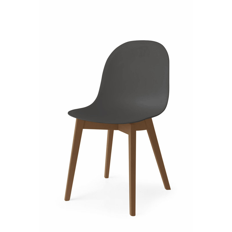 Academy Side Chair with Wooden Frame, Matte Optic White, Walnut