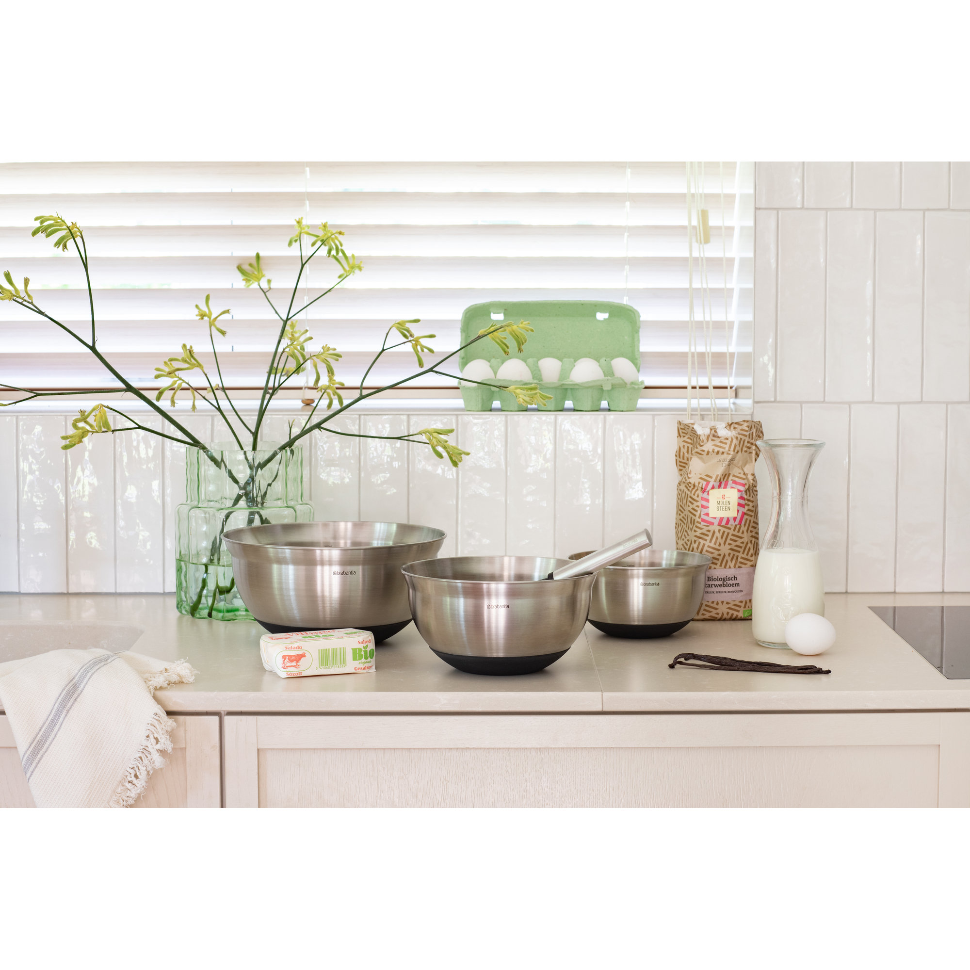 Brabantia Profile Stainless Steel 3 Piece Nested Mixing Bowl Set