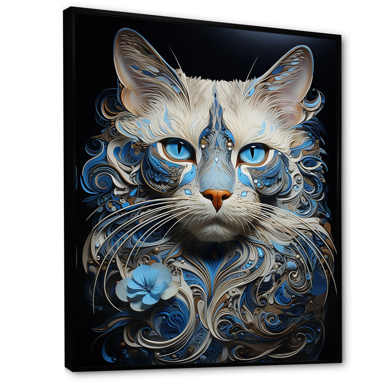 Chat siamois sérénade - impressions sur toile, H 40 po x l 30 po x P 1,5 po, Cadre flottant noir