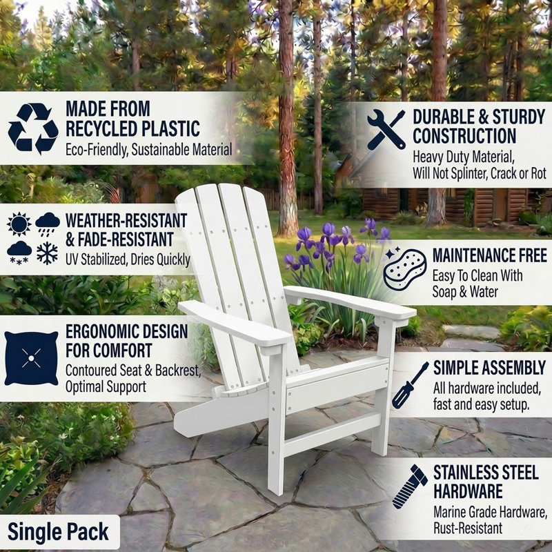 Celina Outdoor Adirondack Chair, White
