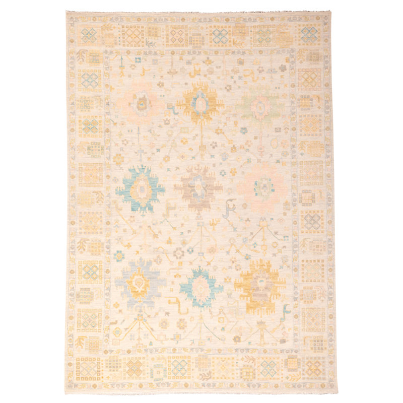 Tapis beige moderne Oushak 10 pi 2 po x 14 pi 0 po
