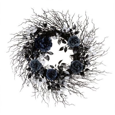 24in. Halloween Moody Blue Twig Wreath