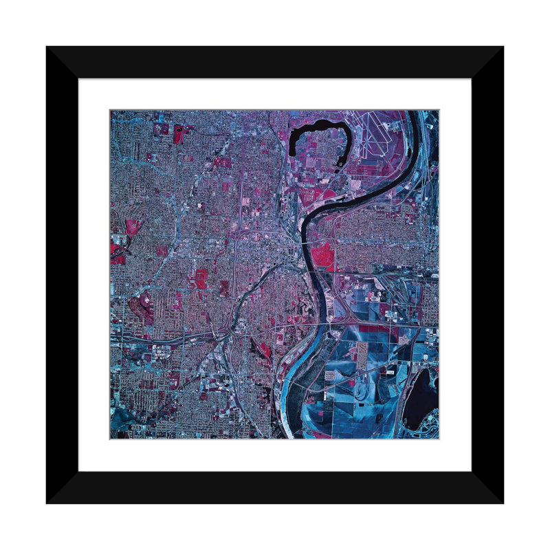 «Omaha, Nebraska» par Stocktrek Images, impression sur toile tendue, Papier d'art encadré noir, Blanc
