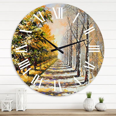 Allégorie du thème Hiver et automne - Horloge murale traditionnelle