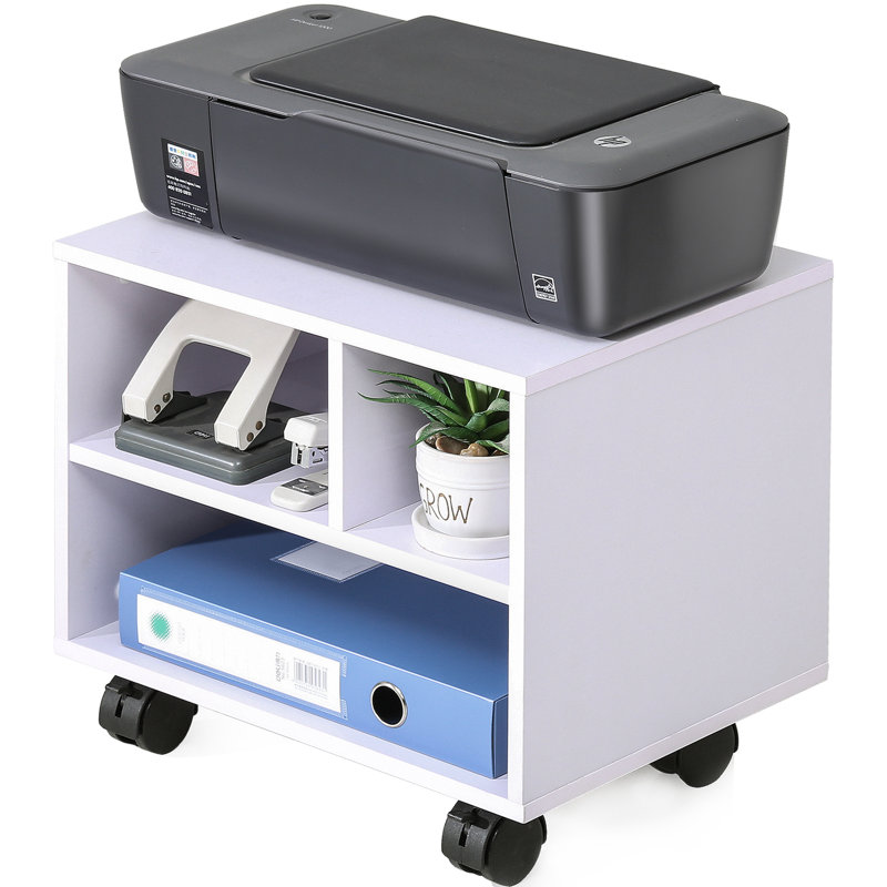 13.8'' H x 11.8'' W Printer Stand with Wheels, White