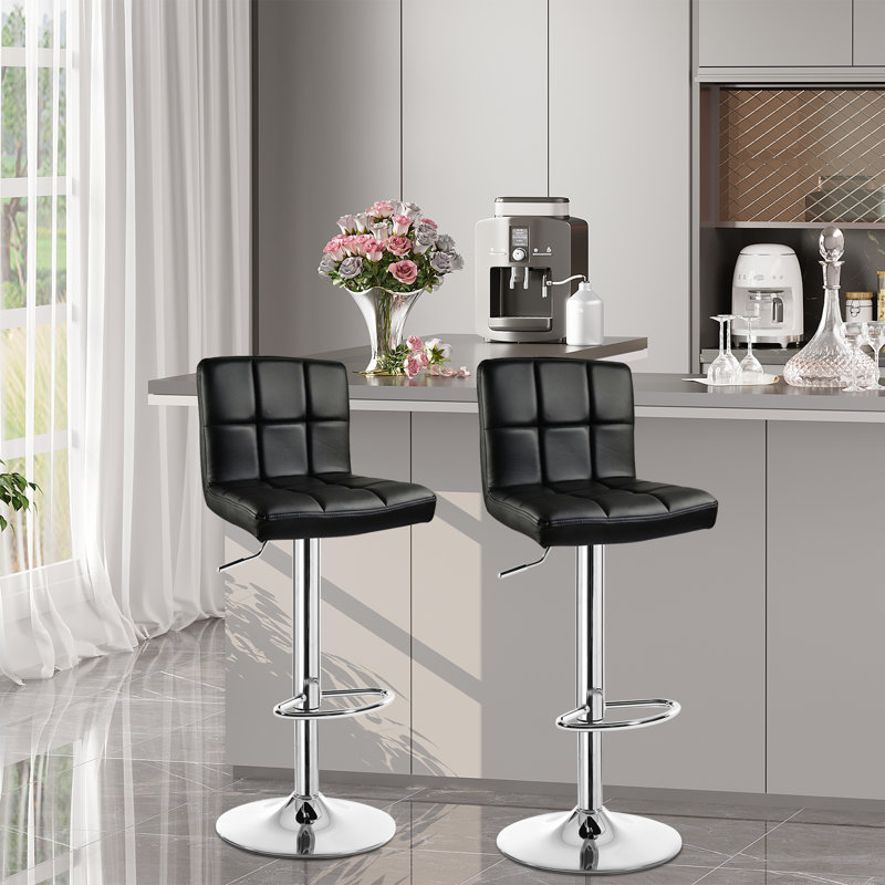 Figg Adjustable Height Bar Stool, Black