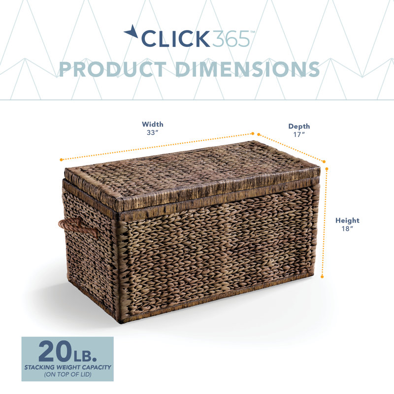 Bella ClickDecor Rustic Farmhouse Wicker Lightweight Indoor/Outdoor Storage Container Ottoman, Brown