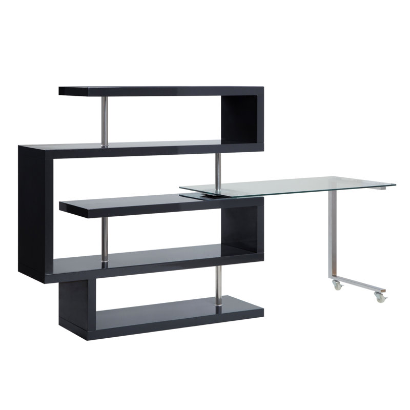 Raceloma Writing Desk With Shelf, Modern And Functional Design For Efficient Workspace Organization, Black