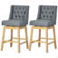 Ensemble de 2 tabourets de bar pivotants à 180 degrés HOMcom, hauteur de siège de 30 po avec repose-pieds en bois massif et capitonnage à boutons, gris