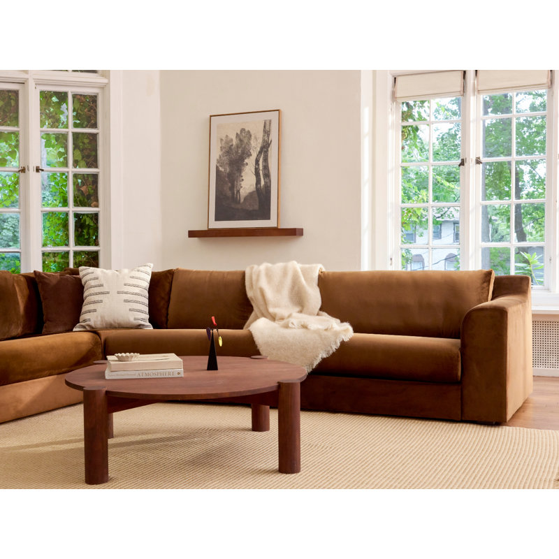 Elevate Reversible L Corner Sectional, Chocolate Recycled Velvet