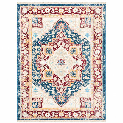 Machine Made Polyester Area Rugs - Rectangle, Multicolor, Oriental Design, Low Pile Machine Made Area Rugs for Living Room, Bed Room