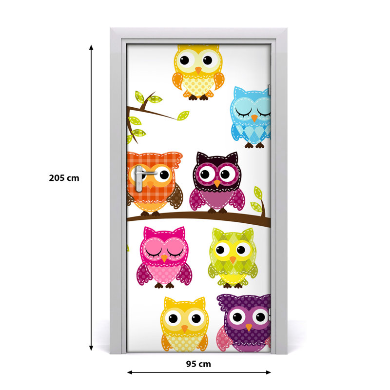 Colorful Owls Door Decal