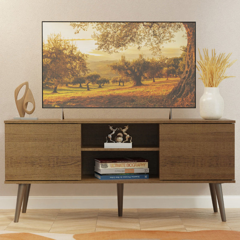Meuble télé avec 2 portes et 2 tablettes pour téléviseur de 55 po ou moins Madda - rustique Madesa