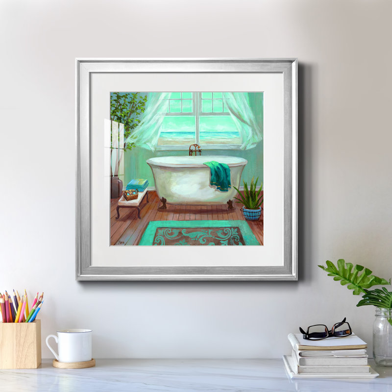 Douce brise I - peinture encadrée, H 22,5 po x l 22,5 po x P 1,5 po, Papier avec cadre argenté