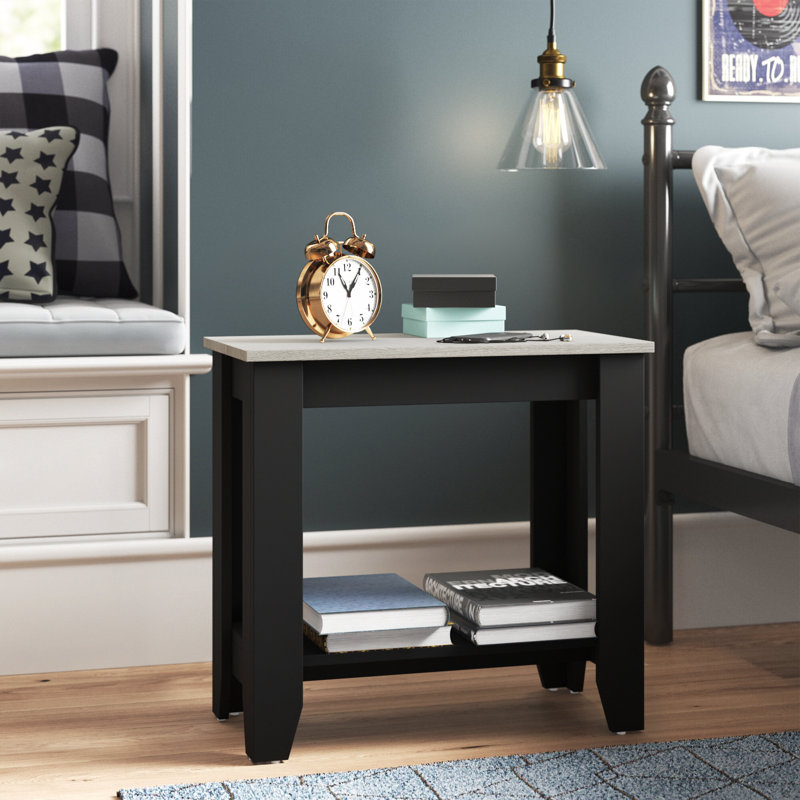 Table de bout avec rangement Weddel Basilico, Matte Black/Dusty Gray Oak