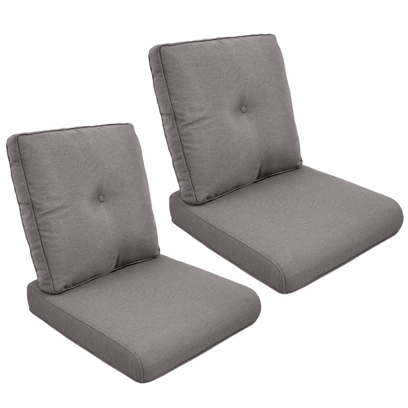 Schutt 22" W Olefin Outdoor Seat/Back Cushion with Removable Zippered Covers, Gray, 2 Seat/Back Cushion