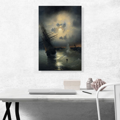 Un voilier sur une haute mer au clair de lune d'Ivan Aivazovsky, reproduction d'art sur toile tendue