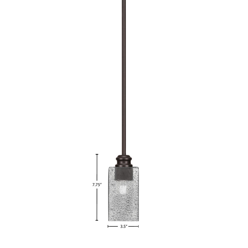 Mini-luminaire suspendu à tige suspendue avec verre carré fumé 3,5 "Edge, Espresso