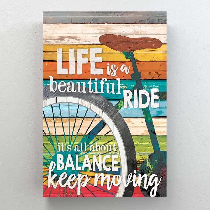 Une bicyclette - «L Life Is A Beautiful Ride», reproduction d'art graphique sur toile tendue, H 36 po x l 24 po x P 2 po