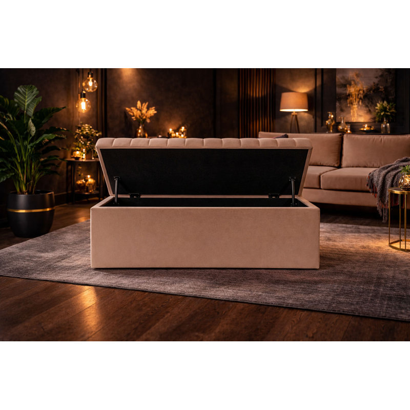 Royal Velvet Storage Ottoman Box with Hinged Lid | Lined Upholstered End of Bed Storage Bench | Soft  Close Storage Seat | Made in UK