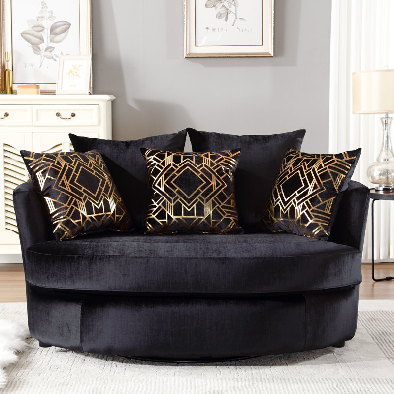 Keir 57.5'' Wide Swivel Loveseat, Black