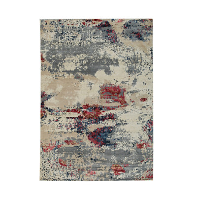 Tapis contemporain contemporain abstrait en laine nouée à la main 5 x 8