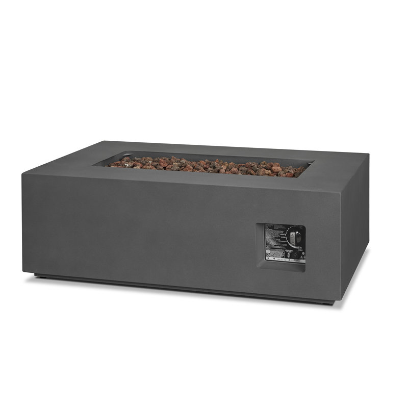 AEGEAN Propane / Natural Gas Outdoor Fire Pit Table, Weathered Slate, 14.5" H x 41.75" W x 26" D