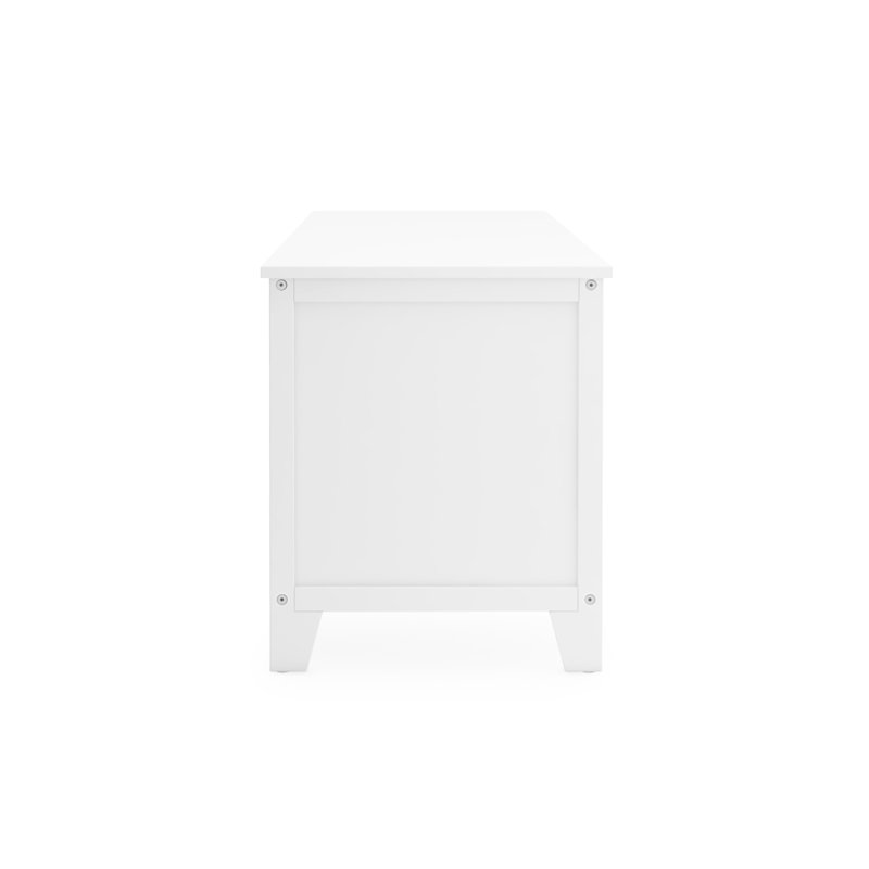 Creamy White Birch and Engineered Wood Kids' Media Console with Fabric Bins