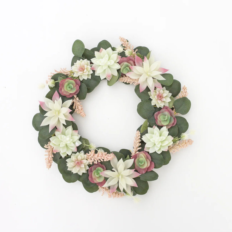 15" Handmade Faux Succulent Greenery Wreath