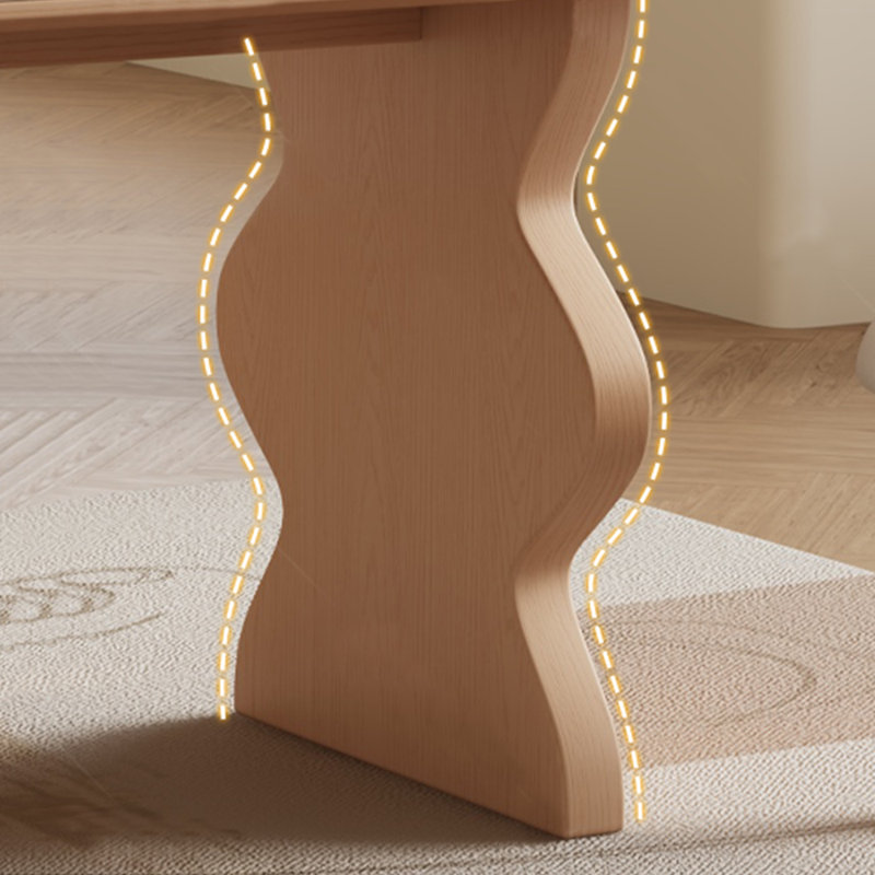 Ensemble de table de salle à manger à pieds ondulés en pierre frittée, H 29,53 po x L 55,12 po x l 31,5 po