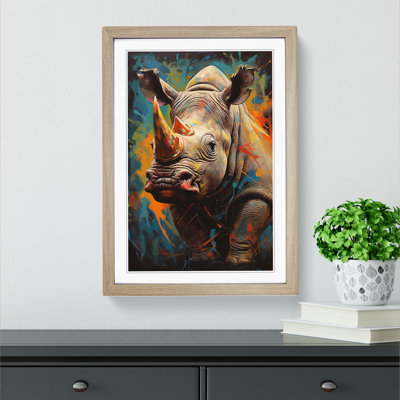 Rhino Hard Edge - Single Picture Frame Print on Wood