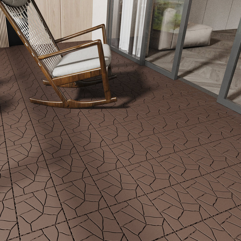 12 tuiles de terrasse en plastique imperméables 12 "X12" pour patio, Brun
