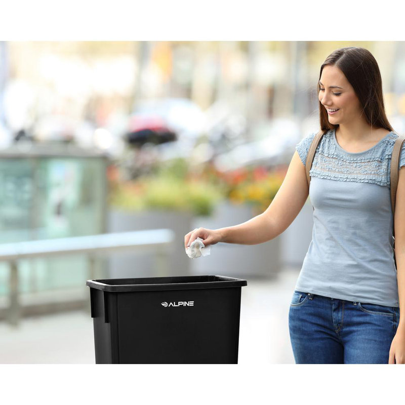 Black 23-Gallon Plastic Commercial Trash Can with Dolly