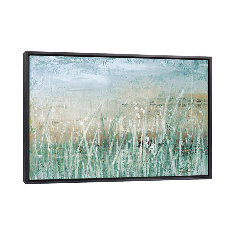 Reproduction d’art, "Grass Memories" par Patricia Pinto, H 40 po x l 60 po x P 1,5 po, Toile avec cadre noir patiné