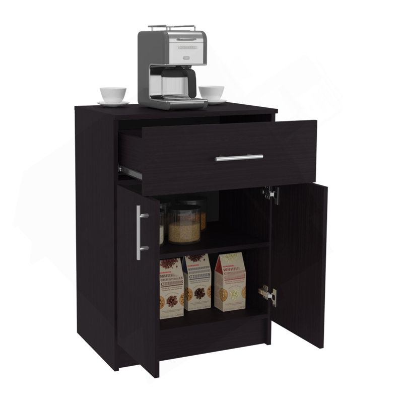 Armoire garde-manger à un tiroir, deux tablettes intérieures en wengé noir Mayorca