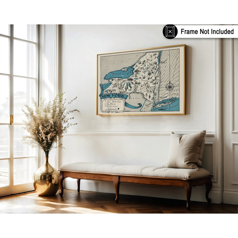 Carte illustrée de New York, Unframed, Poster, H 08 po x l 10 po