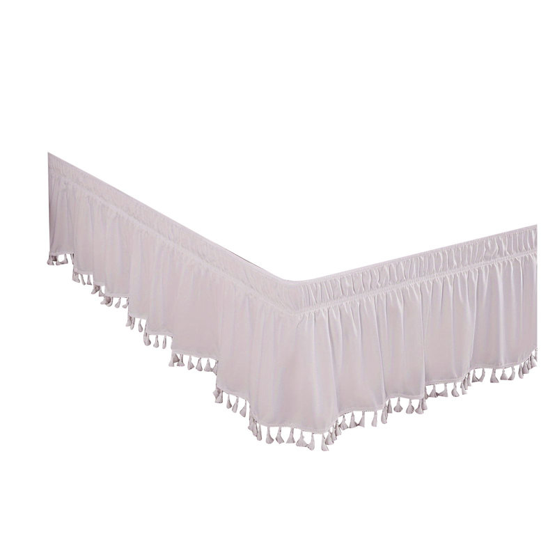 Jupe de lit élastique à franges blanches Jupe de lit luxueuse avec glands sous le lit Jupe de lit élastique à franges blanche Jupe de lit luxueuse avec glands sous le lit