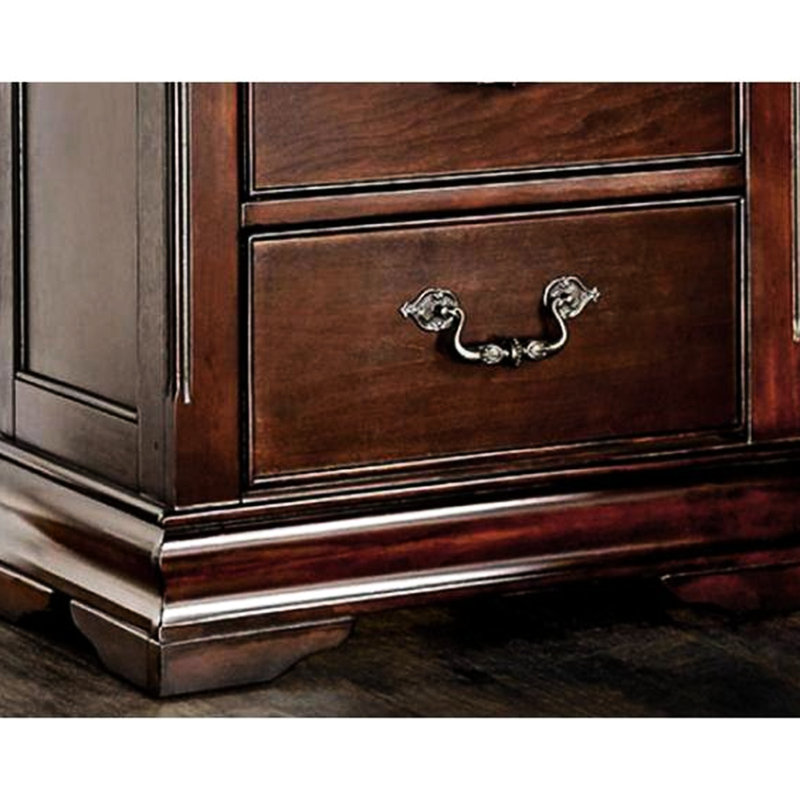Table de chevet de chambre à coucher en bois massif de cerisier avec tiroir supérieur caché et 2 tiroirs doublés de feutre traditionnel