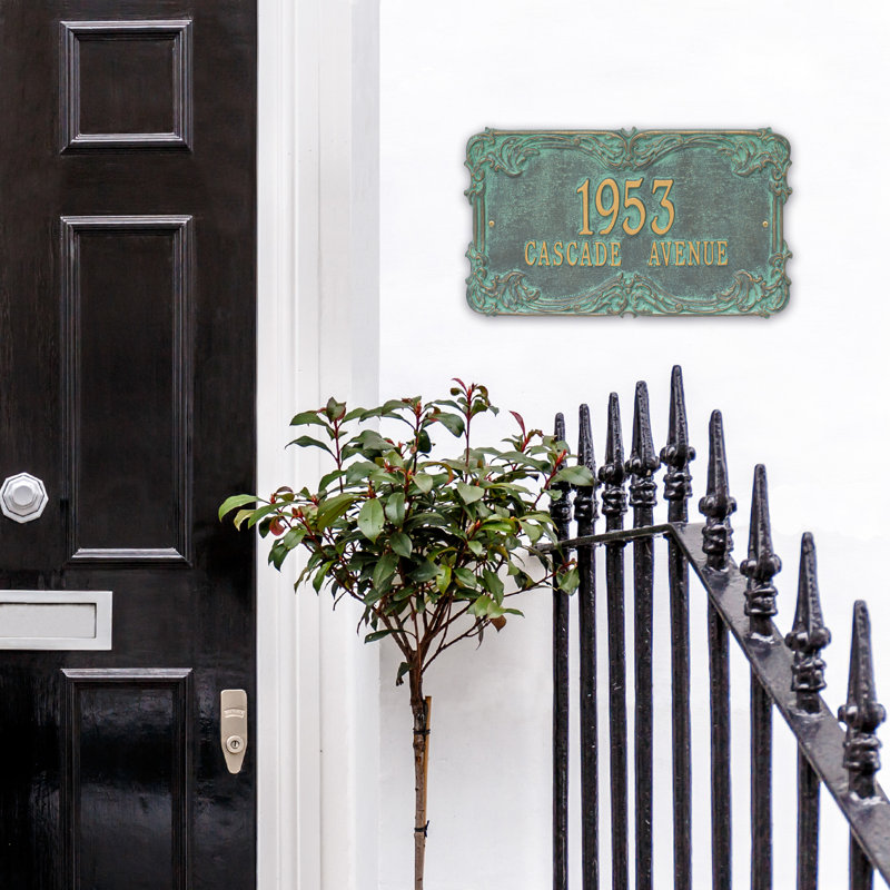 Signature Series 2-Line Wall Address Plaque, Bronze, Verdigris, Yes