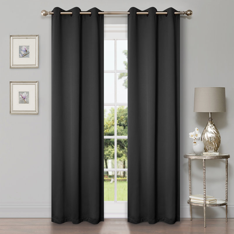 Paire de rideaux obscurcissant en polyester Trixie Millendon, L 42 po x L 84 po, Noir