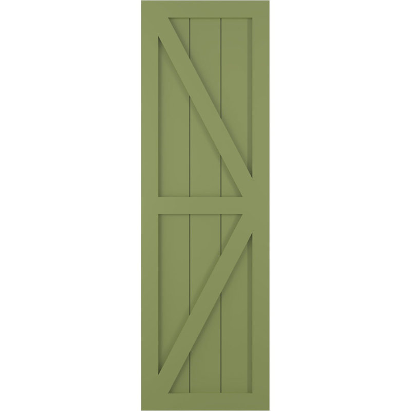 True Fit PVC deux panneaux de ferme à fixation fixe avec barre en Z, Vert mousse, 12", 79"