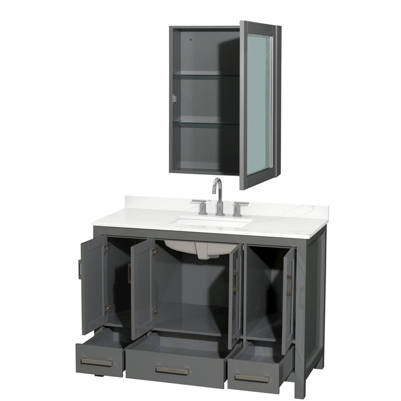 48 in. with Mirror Vanity, Giotto Quartz, Dark Gray, Widespread