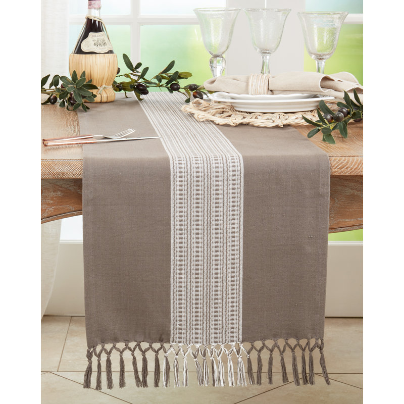 Floral 100% Cotton Table Runner, Brown