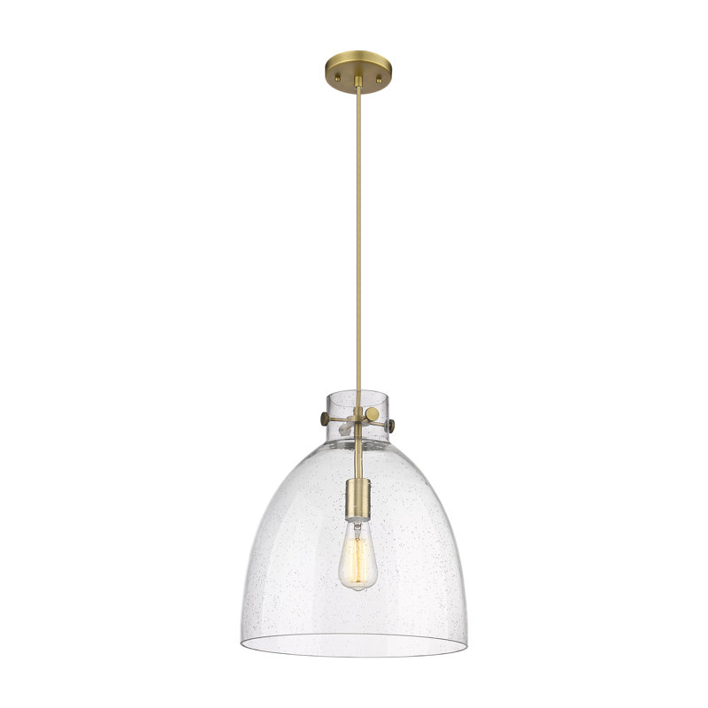 Luminaire suspendu à 1 lumière Badgett, Grainé, H 16 po x l 14 po x P 14 po, Nickel poli