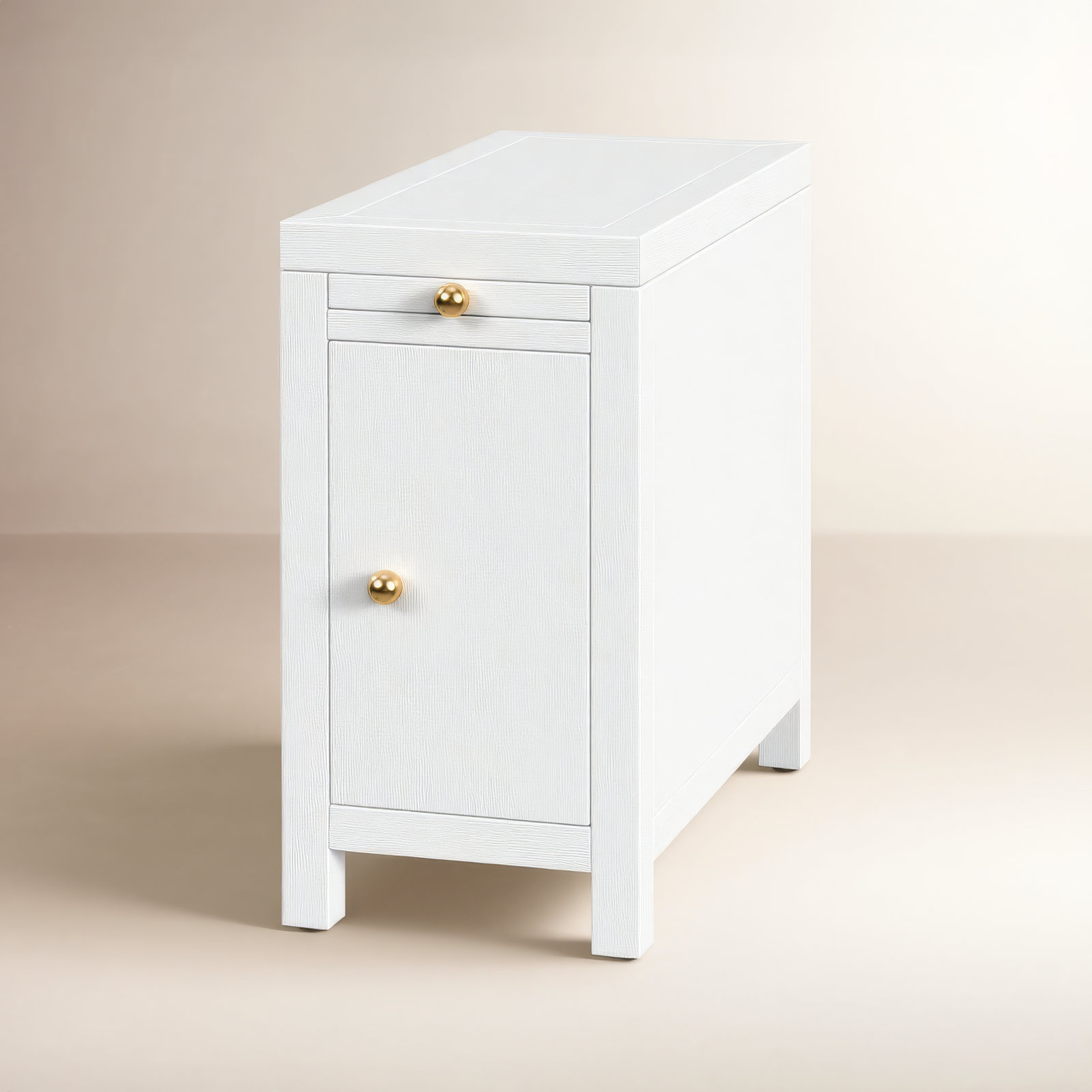 Celine 12" Acacia End Table, Textured White