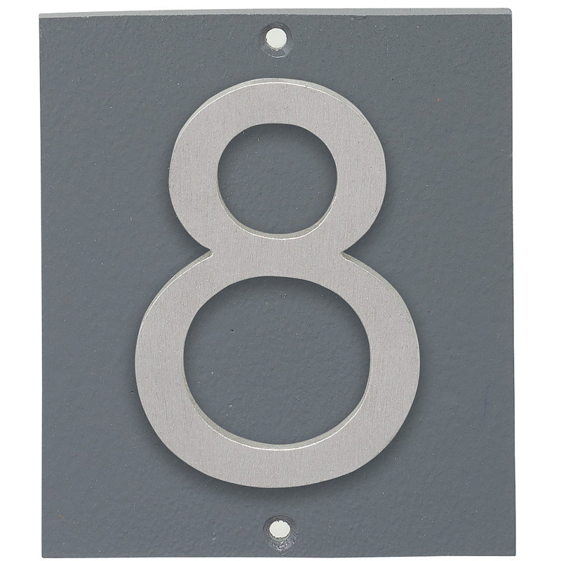Plaque d’adresse murale sur 1 ligne flottante, Gris, Aluminium brossé, Oui